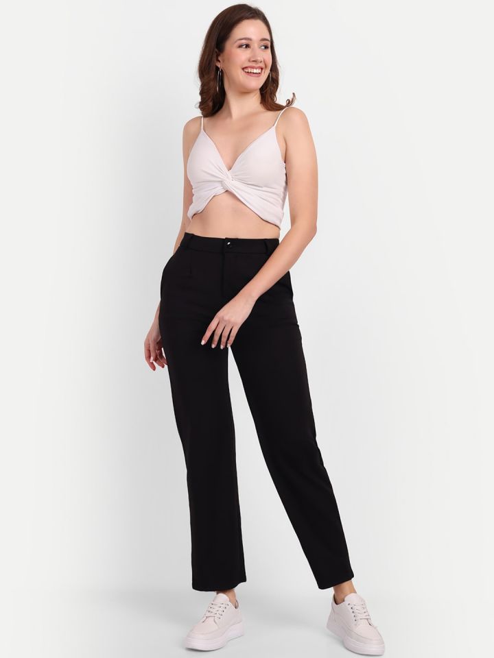 Buy Next One Women Smart Straight Fit High Rise Easy Wash Casual