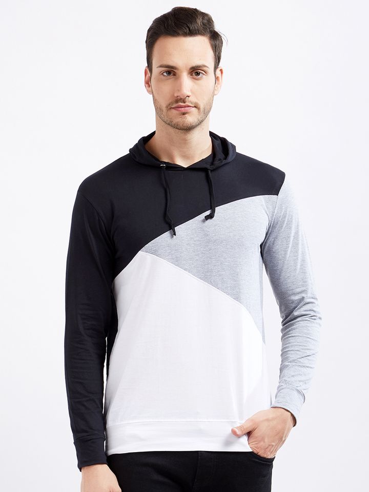 Buy Maniac Men Black Colourblocked Hood 