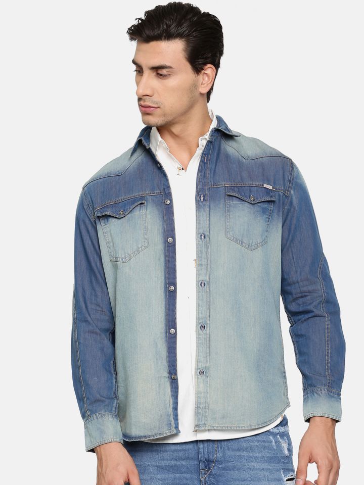 mens blue faded jeans