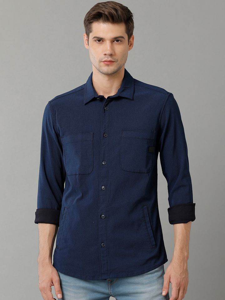 Buy Voi Jeans Spread Collar Denim Cotton Casual Shirt Shirts for