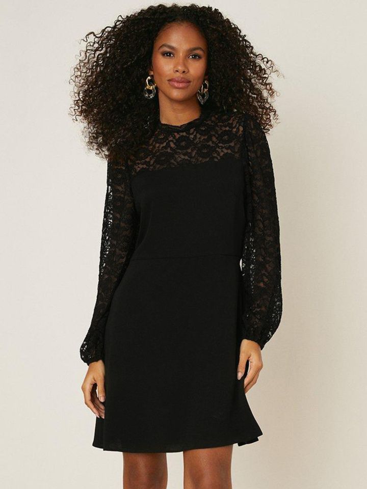Dorothy perkins black embellished shoulder shift dress hotsell