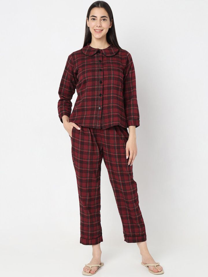 Checked hot sale night pants