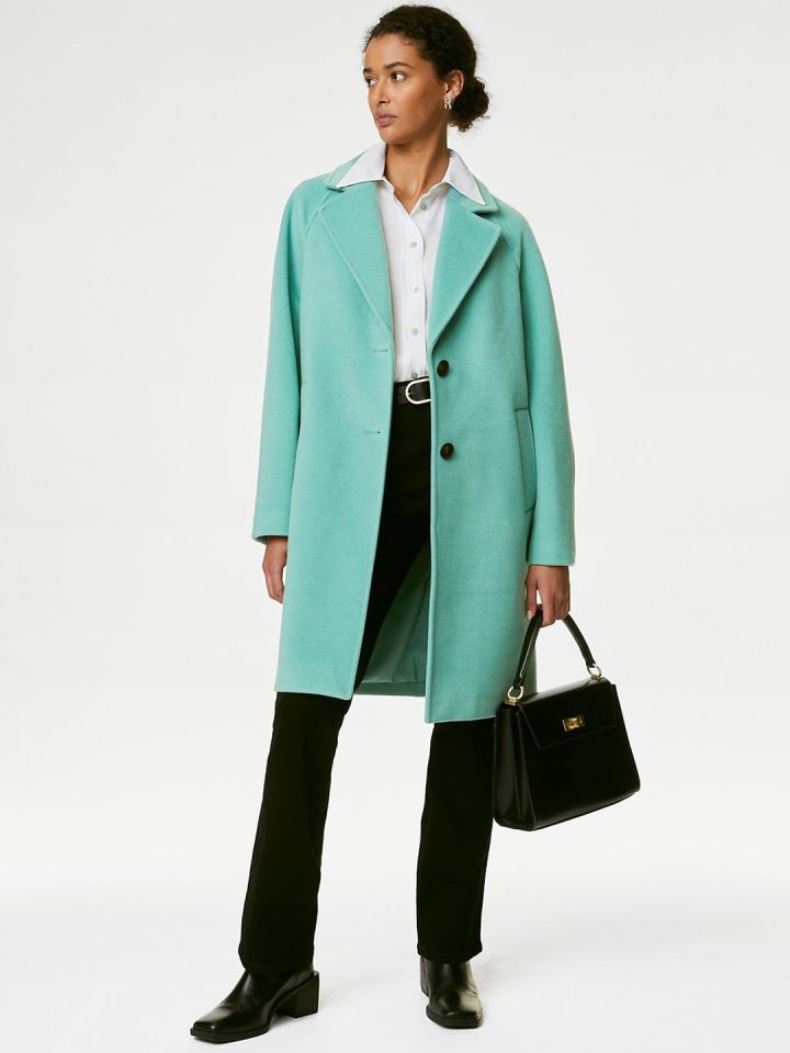Buy Marks Spencer Twill Belted Notched Lapel Collar Single Breasted Overcoat Coats for Women 25375014 Myntra