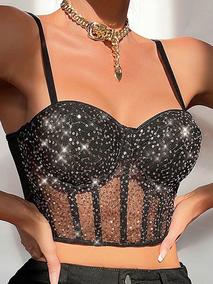 Buy LULU SKY Embellished Shoulder Strap Bralette Crop Top Tops