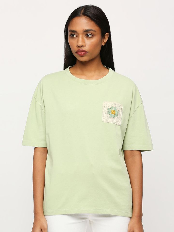 Buy Pepe Jeans Crochet Patch Drop Shoulder Sleeves Pure Cotton