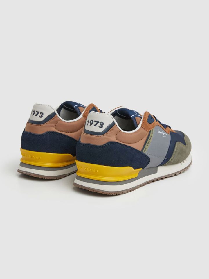 Pepe Jeans Men London Awake Colourblocked Suede Comfort Insole Sneakers