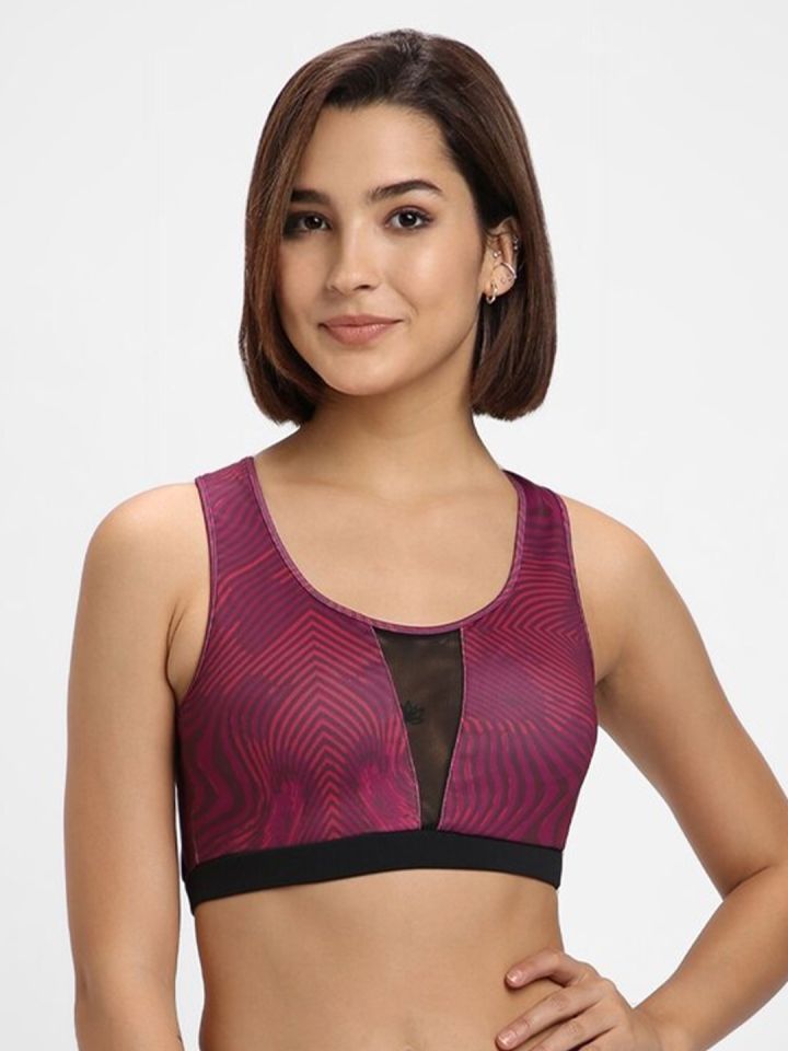 Buy FOREVER 21 Abstract Printed Half Coverage Workout Sports Bra