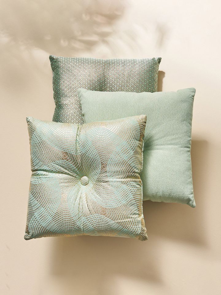 Green and hotsell silver cushions
