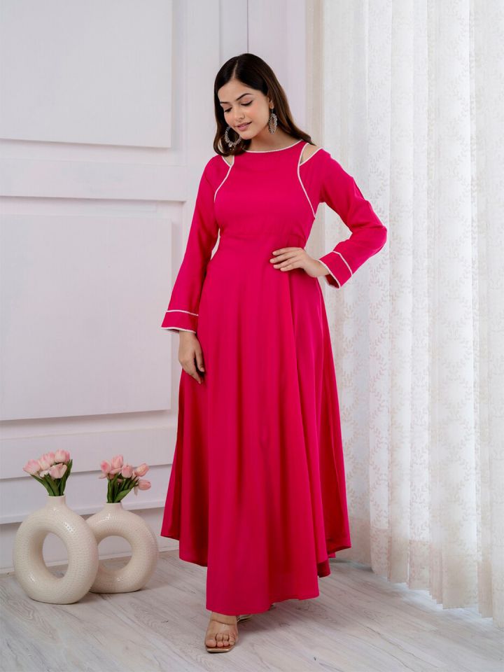 Buy PURSHOTTAM WALA Round Neck Cold Shoulder Sleeves Long Sleeve