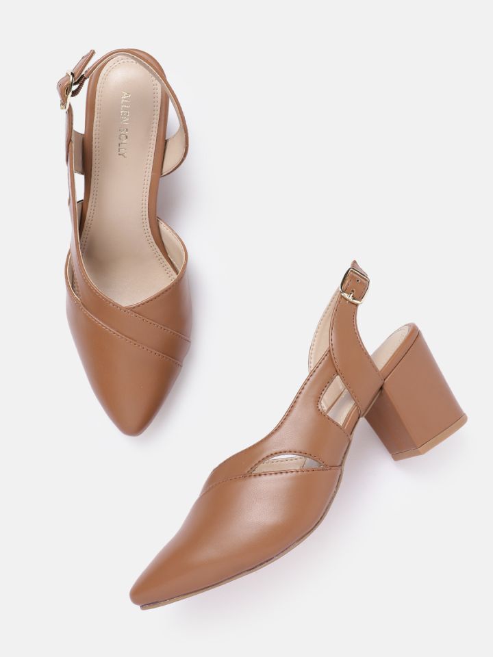 Tan block heel sale pumps