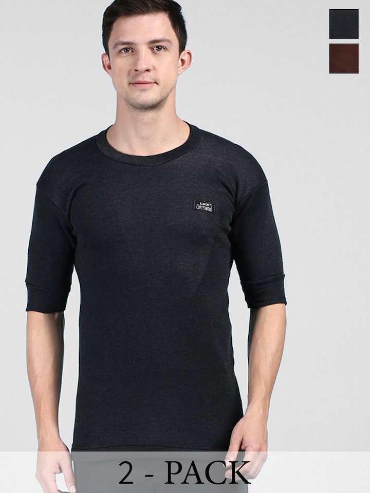 Buy Lux Cottswool Pack Of 2 Thermal T Shirts - Thermal Tops for Men  25517526