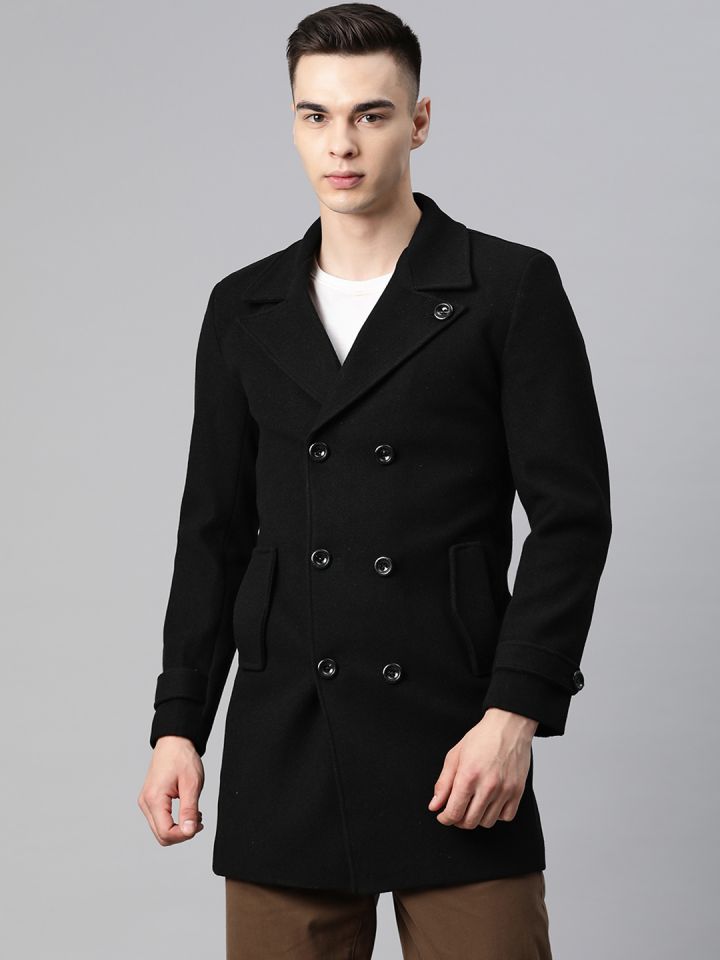 Men's full length overcoat black new arrivals