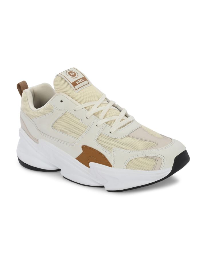 HRX by Hrithik Roshan Men Beige Textured Mesh Comfort Insole Basics Sneakers