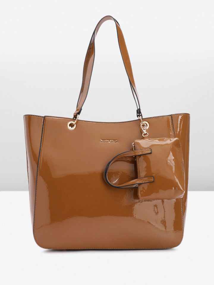 Allen solly tan solid handheld outlet bag