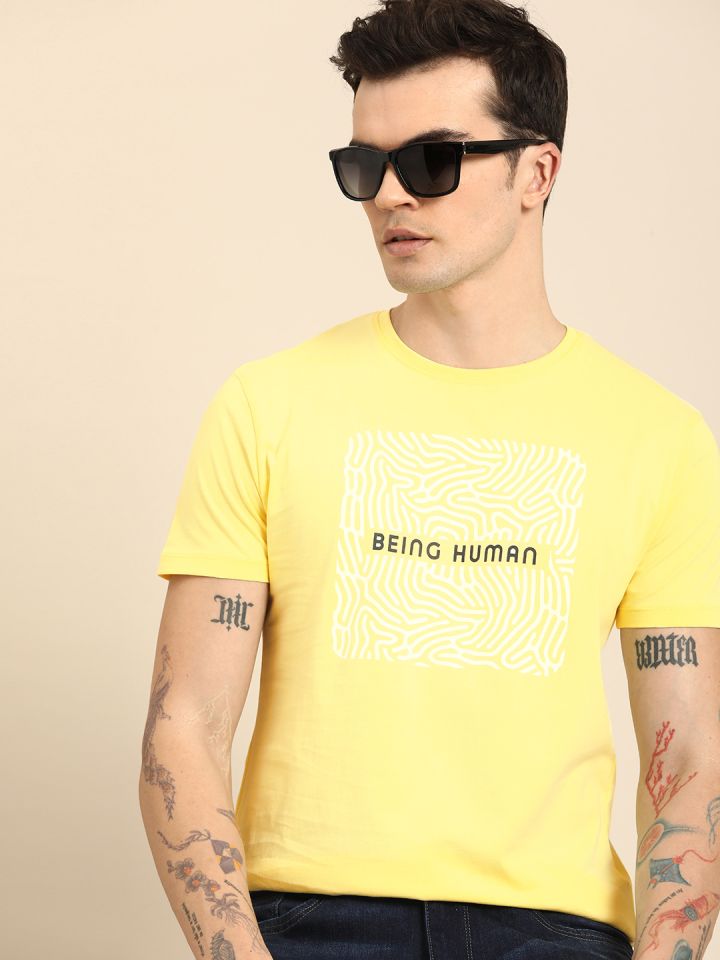 Being human yellow t shirt outlet