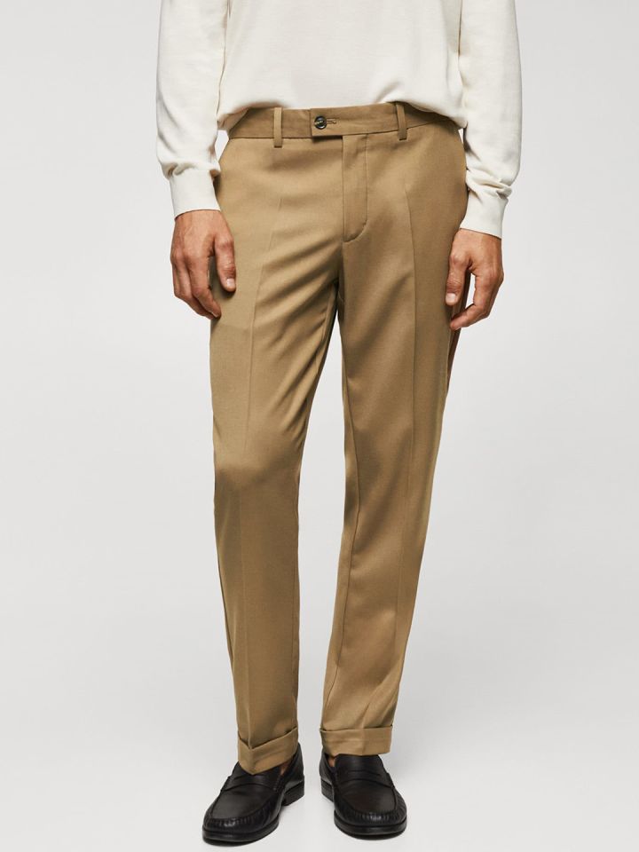 Buy MANGO MAN Slim Fit Pleated Trousers - Trousers for Men