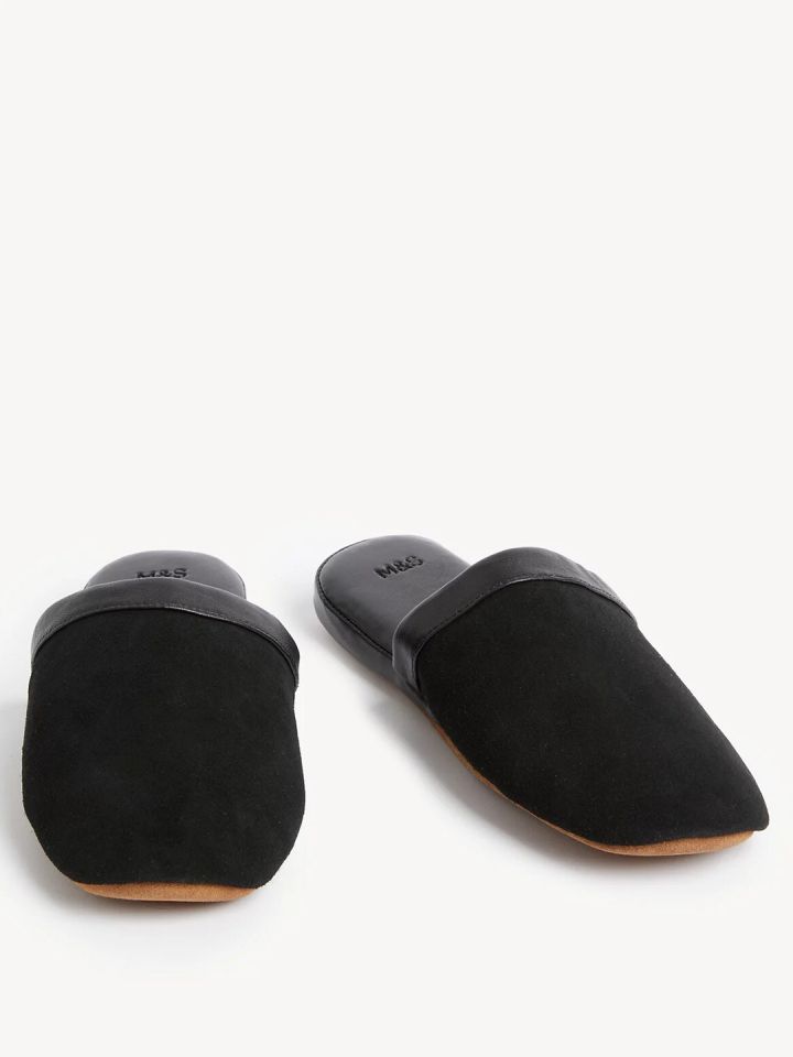 Marks and spencer mens leather slippers deals