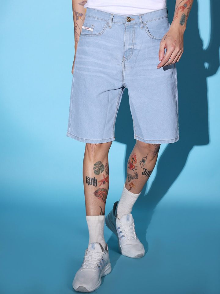 Mens knee length denim shorts deals