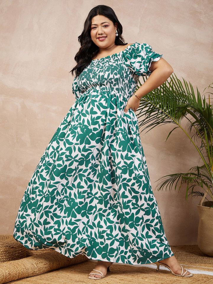Off the shoulder best sale smocked maxi dress