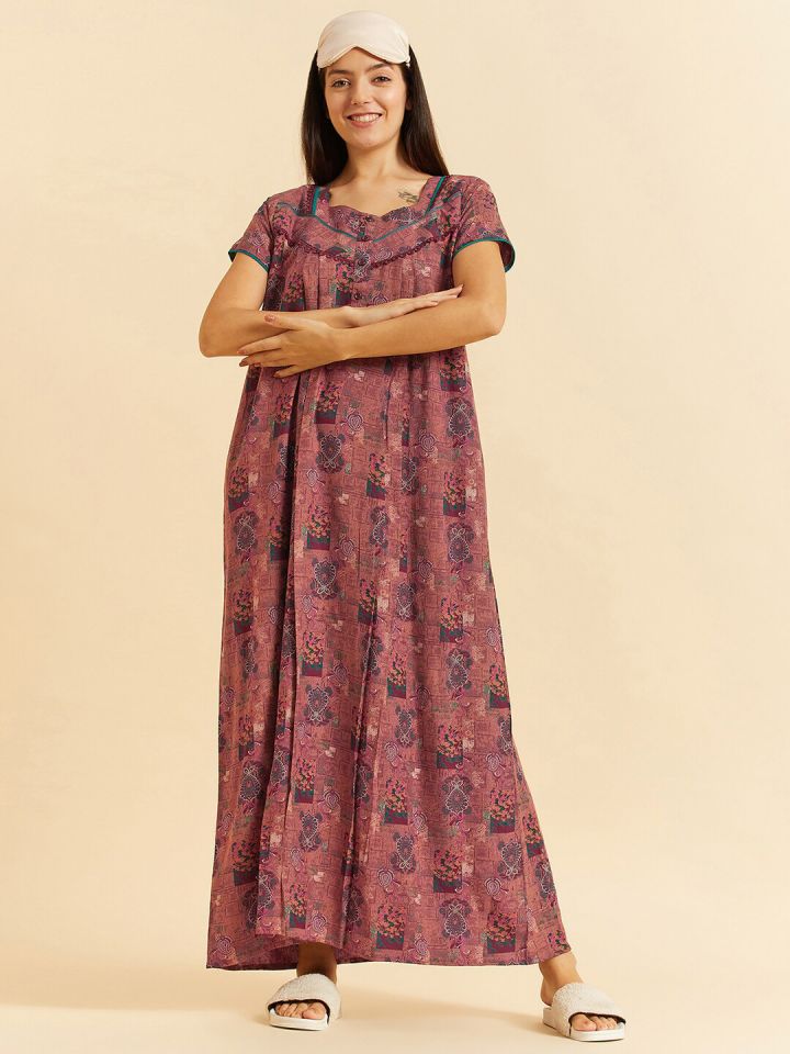 Buy Sweet Dreams Maroon Ethnic Motifs Printed Pure Cotton