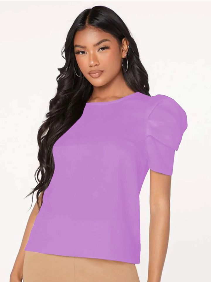 Purple puff sleeve 2025 shirt