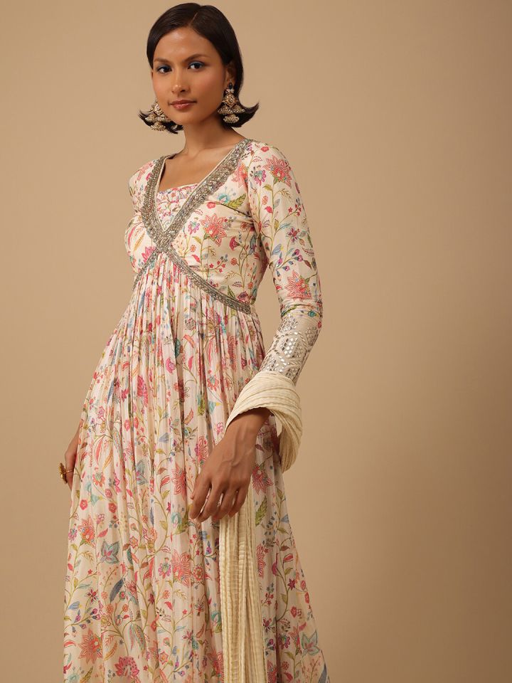 Floral Embroidered Maxi Ethnic Dress