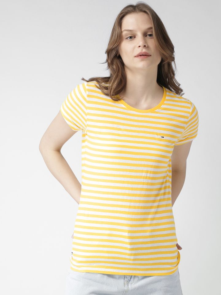 Tommy hilfiger yellow striped shirt deals