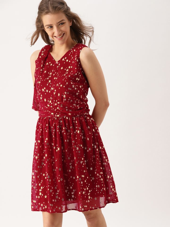 myntra fit and flare dresses