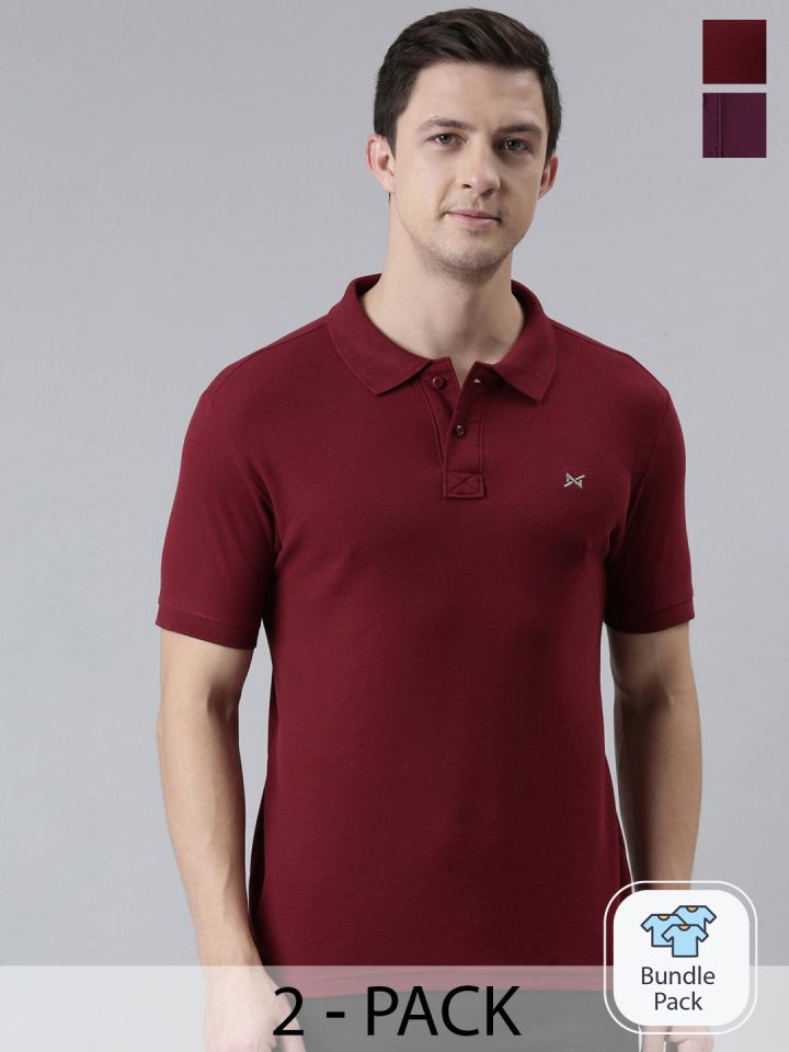 Buy Force NXT Pack Of 2 Super Combed Cotton Polo Collar T Shirt