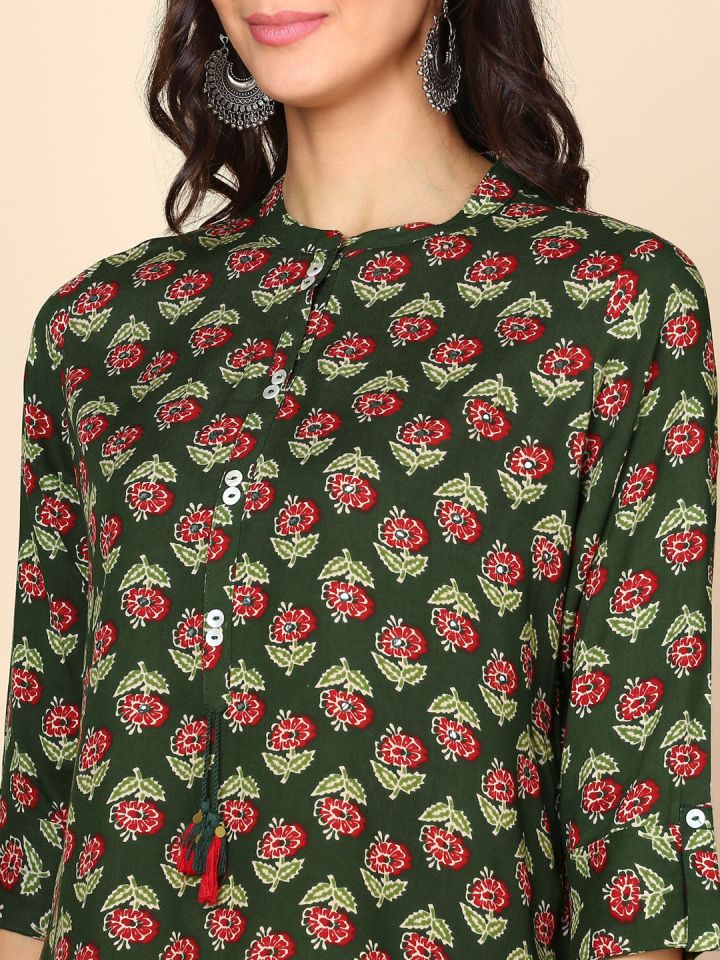 Buy HERE NOW Floral Printed Straight Liva Kurti Kurtis for Women