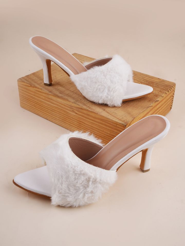 Open toe fur heels online