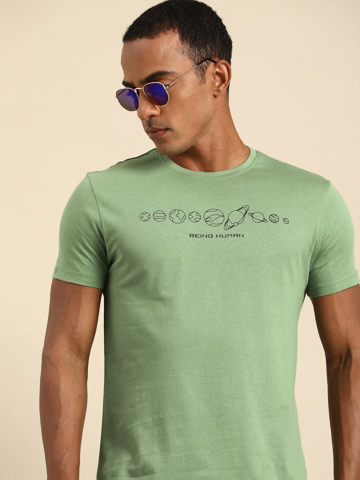 Being Human Men Brand Logo Printed Pure Cotton T shirt