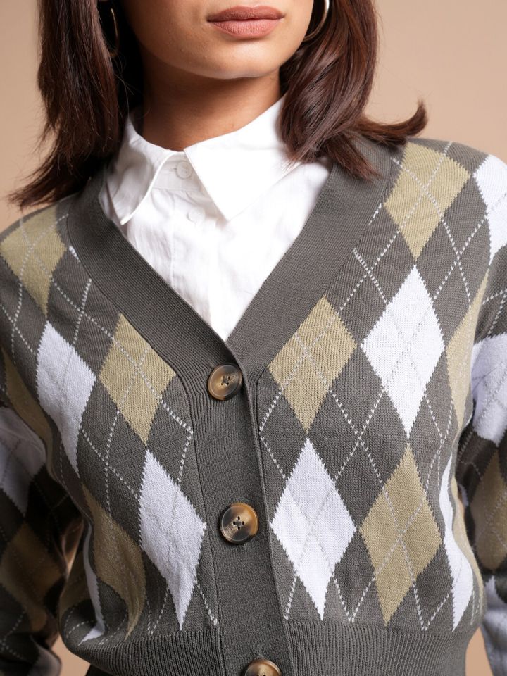 Argyle cardigan women's store
