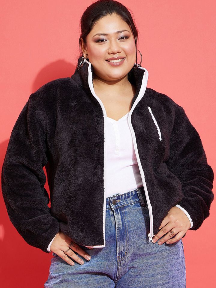 Plus size teddy bomber jacket best sale