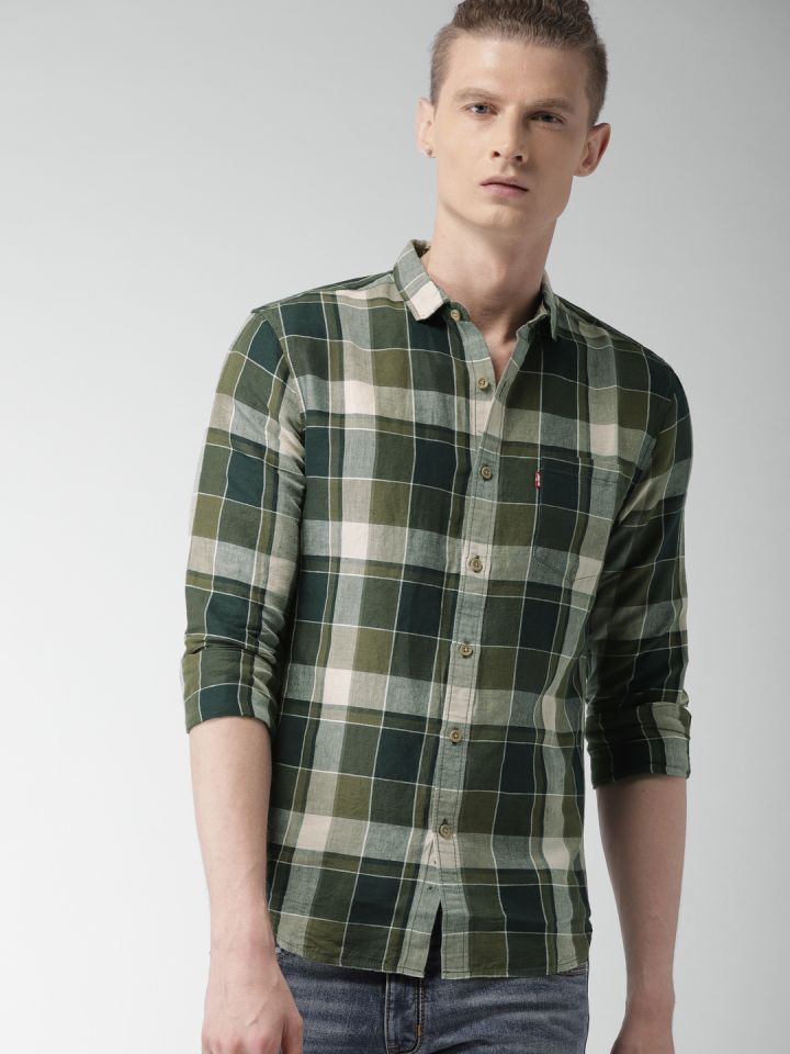 Levis green check deals shirt