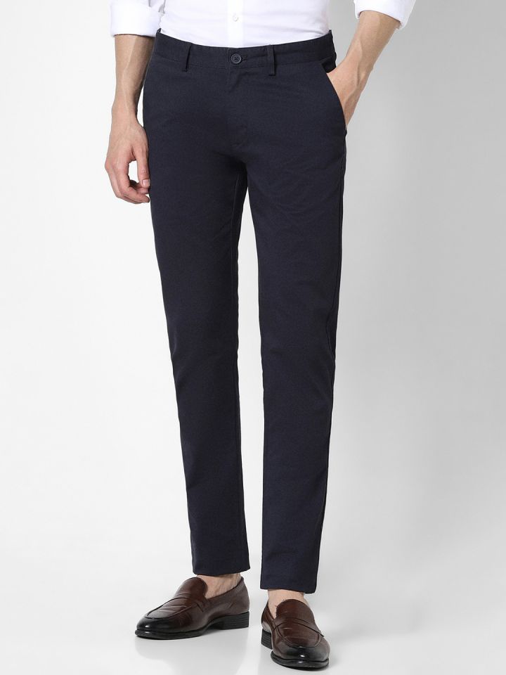 Buy Peter England Casuals Men Mid Rise Slim Fit Cotton Trousers