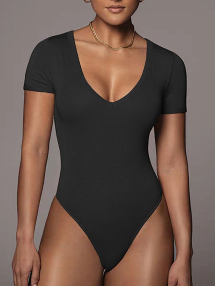 Sleeveless Black Bodysuit - Low Cut Bodysuit - Plunging Bodysuit - Lulus