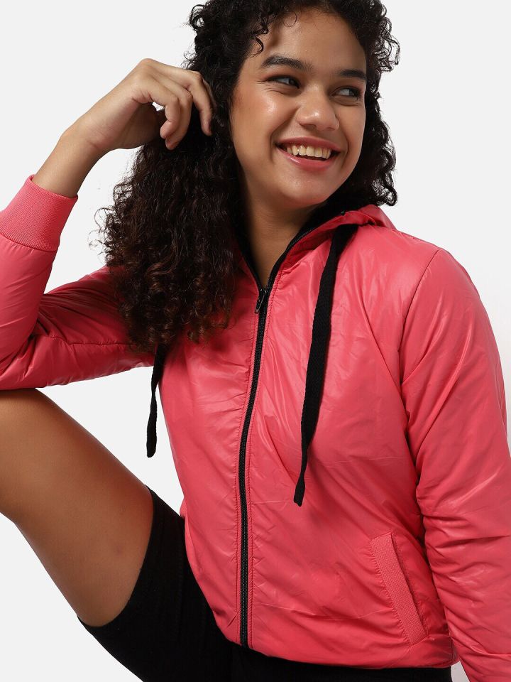 Buy Campus Sutra Women Pink Windcheater Outdoor Biker Jacket