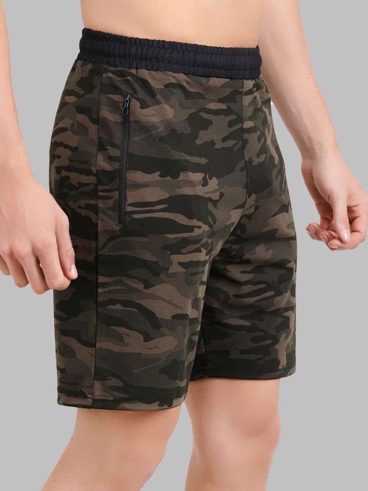 NEVER LOSE Men Camouflage Printed Dry Fit Running Sports Shorts