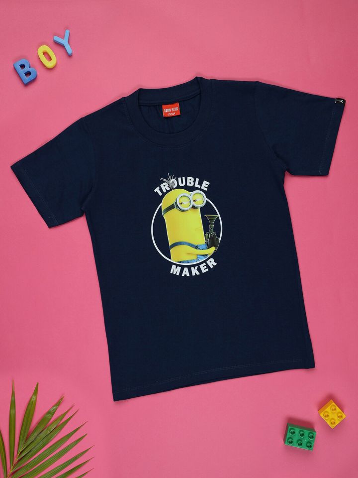 Gavin Paris Boys Minion Printed Pure Cotton Bio Finish T shirt
