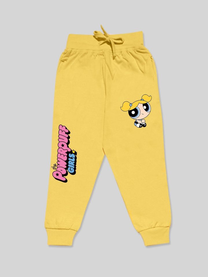 Buy Minute Mirth Girls Power Puff Graphic Printed Cotton Joggers