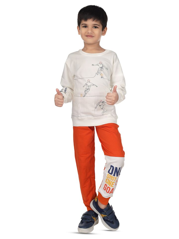 Nottie Planet Boys Typography Printed Sweatshirt With Pyjamas
