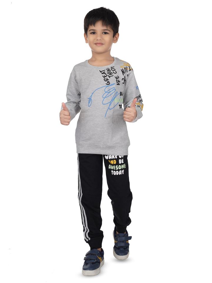Nottie Planet Boys Typography Printed T shirt with Pyjamas