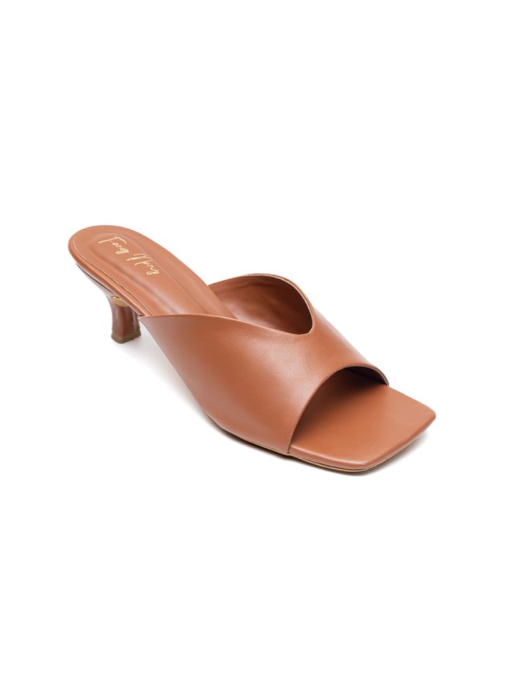 Kitten heel top mules open toe