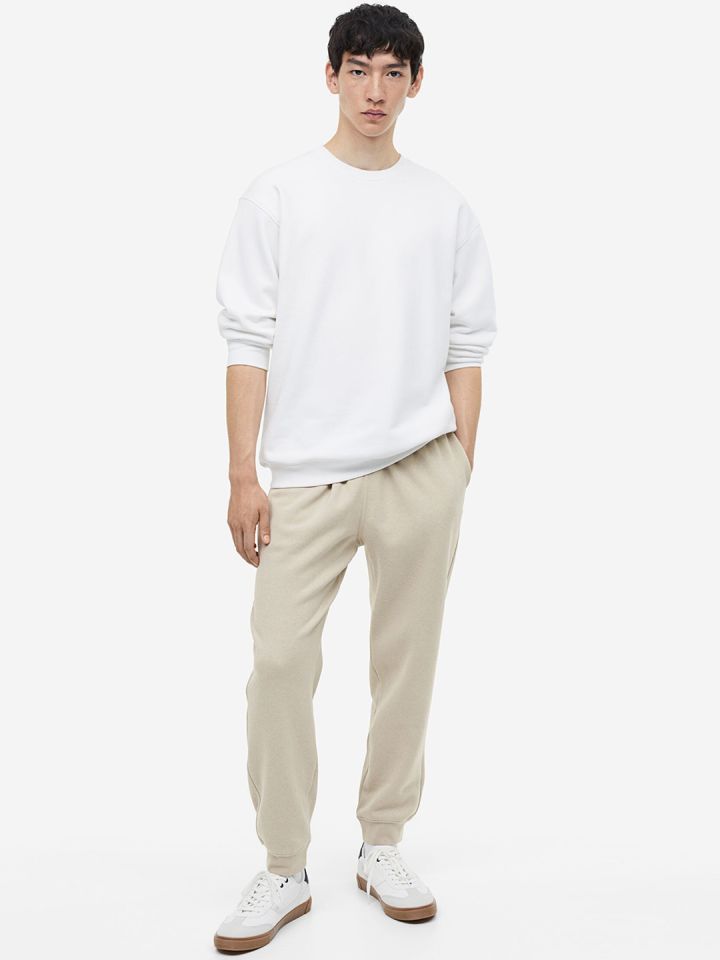 Brushed Cotton Twill Joggers - Beige - Men