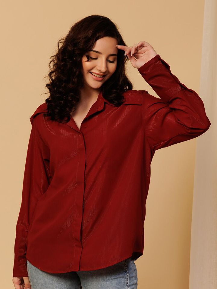 Buy Urban Sundari Spread Collar Classic Shimmer Casual Shirt - Shirts for  Women 26317600