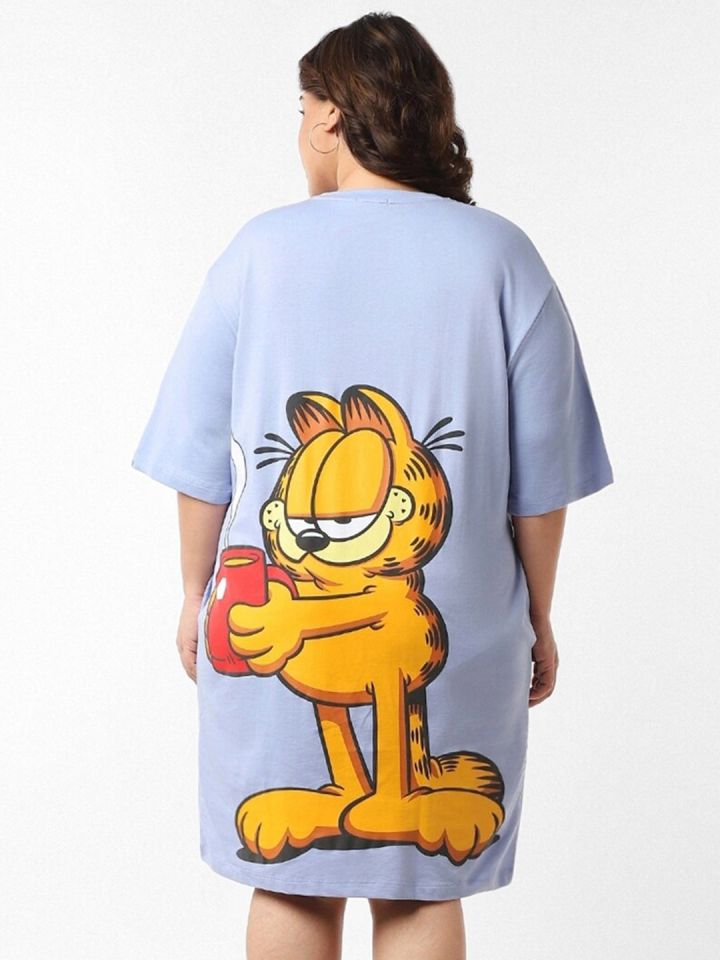 Buy Bewakoof Heavy Duty Plus Size Lavender Garfield Printed Cotton