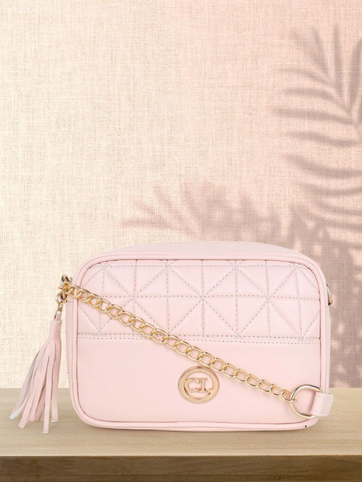 Buy Carlton London Pink Sling Bag With Quilted Handbags for