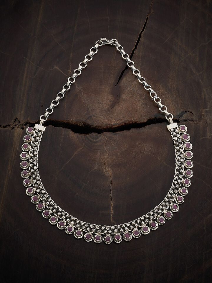 Buy Kushal s Fashion Jewellery Rhodium Plated Silver Oxidised