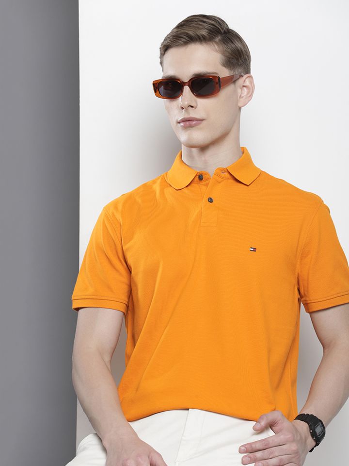 Orange tommy deals hilfiger polo